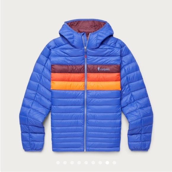 Cotopaxi Men’s XXL Fuego Hooded Down Puffer Jacket Blue Violet Stripes NWT - Picture 13 of 14